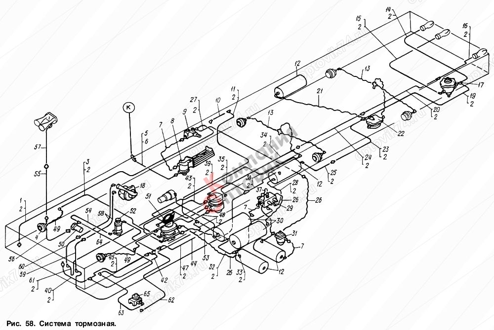 Пневмосистема маз 5440 схема тормозов